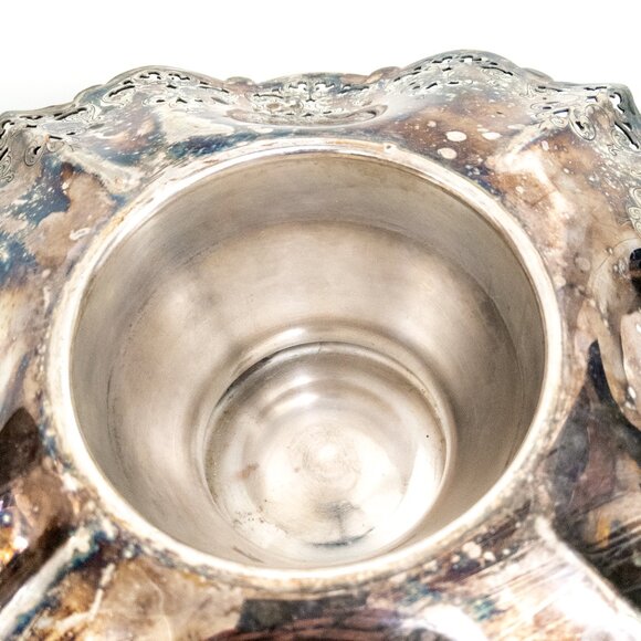 Oxford Plate Silver Over Copper Wine Champagne Holder 1900s Ornate Skirted Dish - Picture 6 of 9